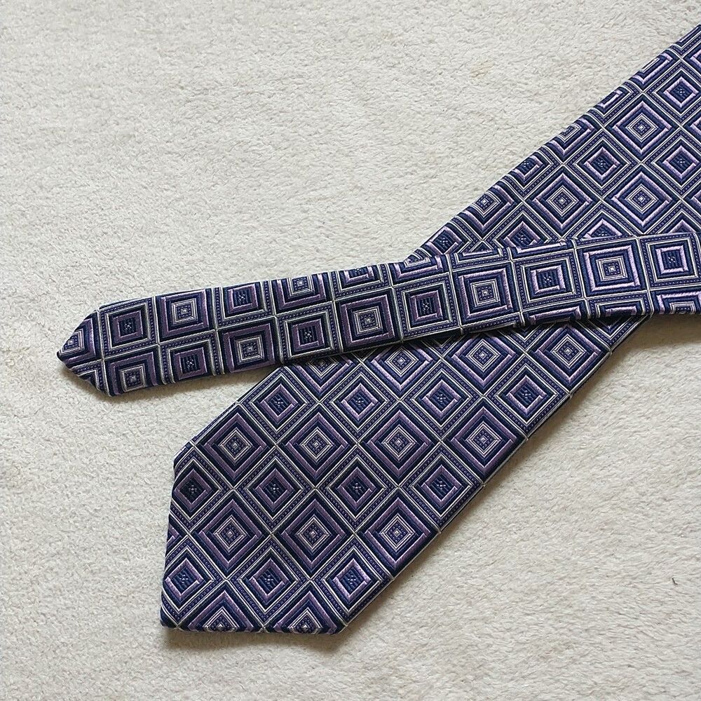 Robert Talbott Best of Class Tie Necktie Silk Geometric Purple Blue USA 3.75x59" - Picture 2 of 8